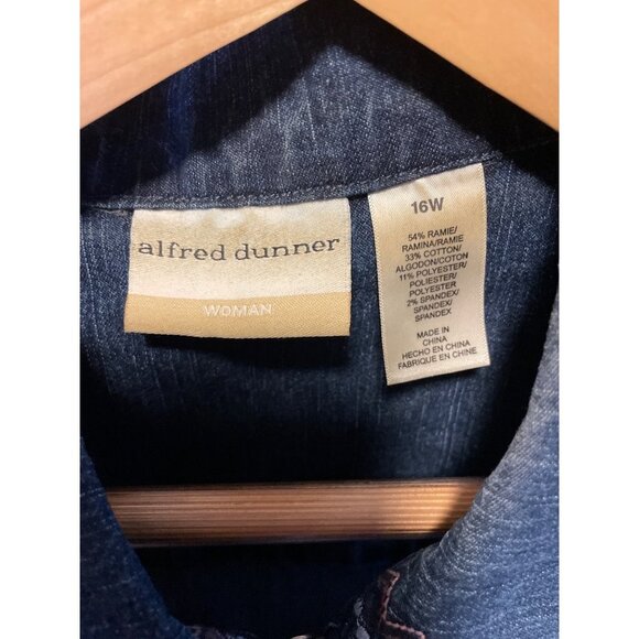 Alfred Dunner Embroidered Denim Full Zip Sleeveless Vest Sz 16W - Picture 5 of 9